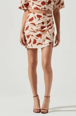 Nirina Abstract Print Mini Skirt -Sun Gaia Dresses Shop ACS9087 RUSTABSTRACT 3