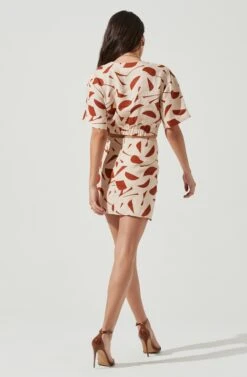 Nirina Abstract Print Mini Skirt -Sun Gaia Dresses Shop ACS9087 RUSTABSTRACT 4
