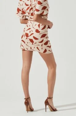 Nirina Abstract Print Mini Skirt -Sun Gaia Dresses Shop ACS9087 RUSTABSTRACT 5