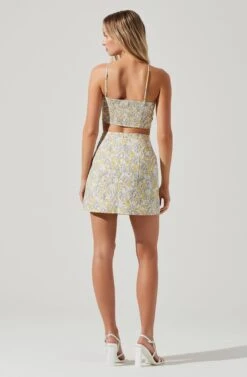 Covina Floral Side Slit Mini Skirt -Sun Gaia Dresses Shop ACS9096B YELLOWMULTIFLORAL 1166