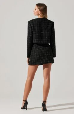 Covina Tweed Mini Skirt -Sun Gaia Dresses Shop ACS9096T BLACKPLAID 6