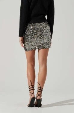 Milan Sequin Mini Skirt -Sun Gaia Dresses Shop ACS9108 BLACKRAINBOW 4