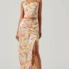 Loretta Abstract Print Midi Skirt -Sun Gaia Dresses Shop ACS9111R MUSTARDPINKFLORAL 1