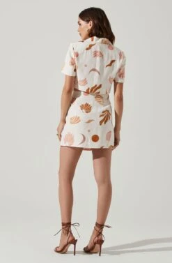 Arza Abstract Mini Skirt -Sun Gaia Dresses Shop ACS9124P BROWNPINKCREAM 6