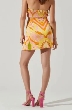 Arza Abstract Print Mini Skirt 11 Arza Abstract Print Mini Skirt -Sun Gaia Dresses Shop ACS9124 PINKORANGEMULTI 4