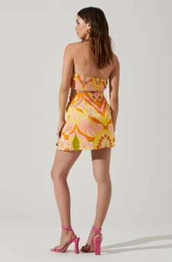 Arza Abstract Print Mini Skirt 12 Arza Abstract Print Mini Skirt -Sun Gaia Dresses Shop ACS9124 PINKORANGEMULTI 5