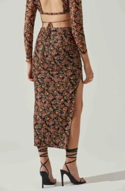 Louisa Floral Midi Skirt 10 Louisa Floral Midi Skirt -Sun Gaia Dresses Shop ACS9132 BLACKORANGEMULTI 4