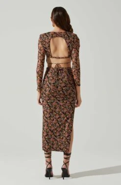 Louisa Floral Midi Skirt 11 Louisa Floral Midi Skirt -Sun Gaia Dresses Shop ACS9132 BLACKORANGEMULTI 5