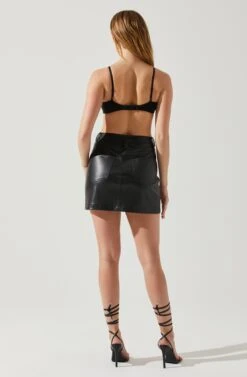 Ezra Faux Leather Mini Skirt -Sun Gaia Dresses Shop ACS9135 BLACK 5