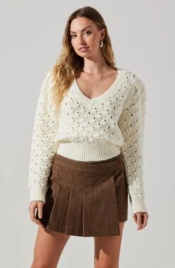 Theodora Pleated Mini Skirt 10 Theodora Pleated Mini Skirt -Sun Gaia Dresses Shop ACS9141 BROWN 3