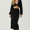 Cataleya Plisse Midi Skirt -Sun Gaia Dresses Shop ACS9143 BLACK 1