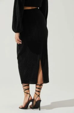 Cataleya Plisse Midi Skirt -Sun Gaia Dresses Shop ACS9143 BLACK 5
