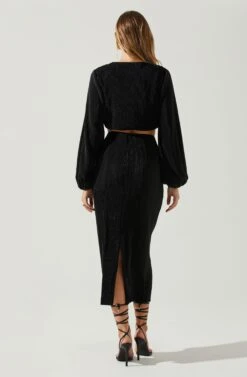 Cataleya Plisse Midi Skirt -Sun Gaia Dresses Shop ACS9143 BLACK 6