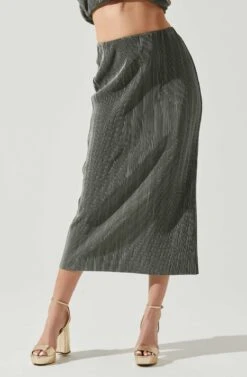 Cataleya Plisse Midi Skirt -Sun Gaia Dresses Shop ACS9143 DARKSAGE 3