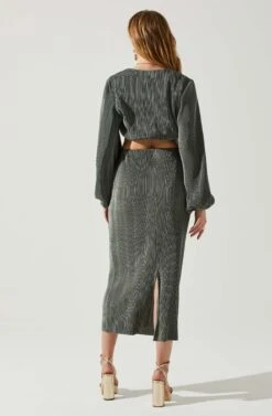 Cataleya Plisse Midi Skirt -Sun Gaia Dresses Shop ACS9143 DARKSAGE 4