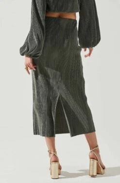 Cataleya Plisse Midi Skirt -Sun Gaia Dresses Shop ACS9143 DARKSAGE 5