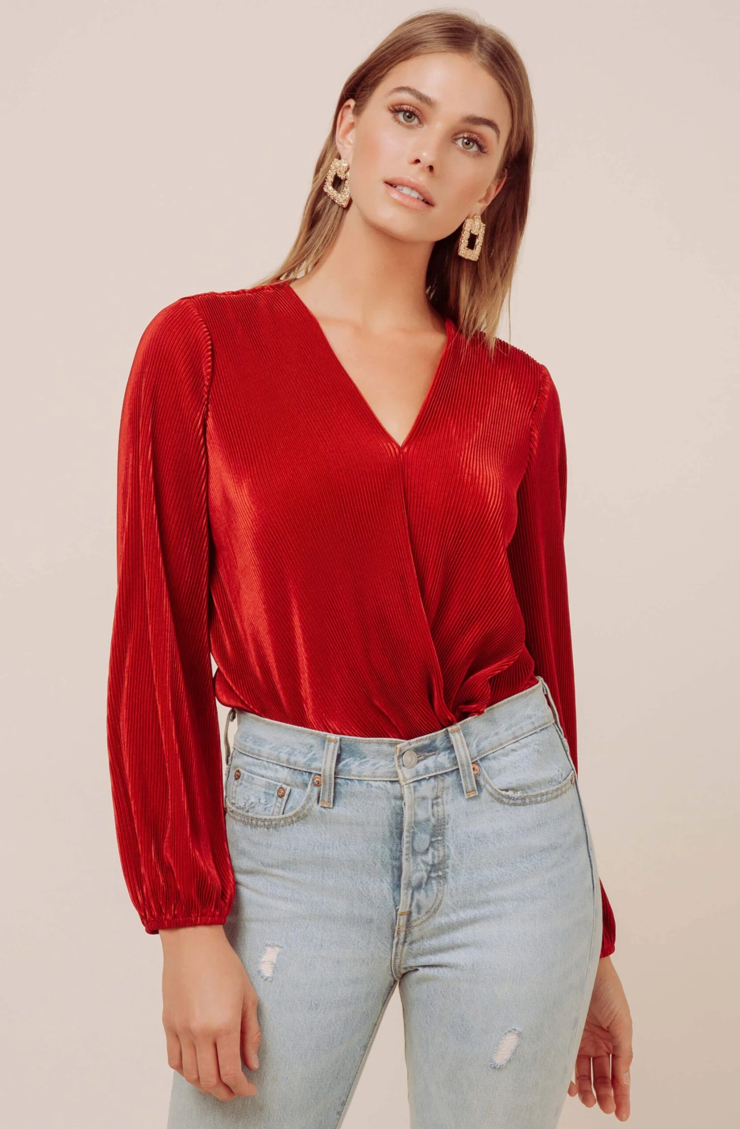 Long Sleeve Plisse Bodysuit 4 Long Sleeve Plisse Bodysuit - Image 2