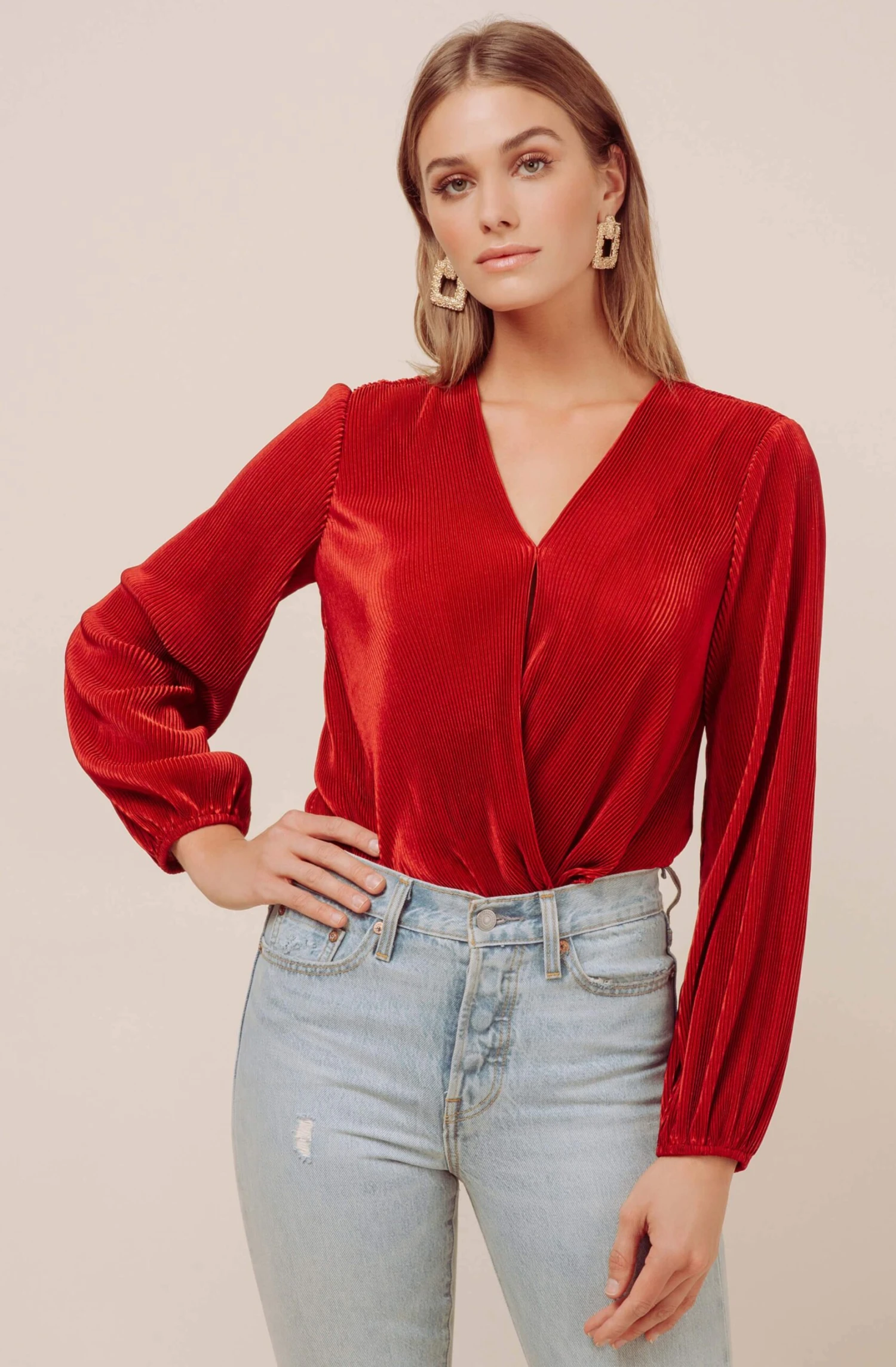 Long Sleeve Plisse Bodysuit 3 Long Sleeve Plisse Bodysuit