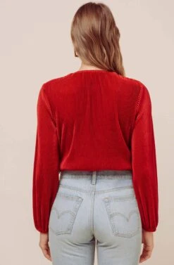 Long Sleeve Plisse Bodysuit 13 Long Sleeve Plisse Bodysuit -Sun Gaia Dresses Shop ACT13115B RUST 5