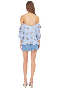 Jillian Floral Top -Sun Gaia Dresses Shop ACT13372 BLUE PEACH FLORAL 03 84fc096a 0936 41ac 8d45 30f0387300bb