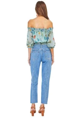 Lucy Off Shoulder Bodysuit -Sun Gaia Dresses Shop ACT13390 SAGE MULTI FLORAL 03