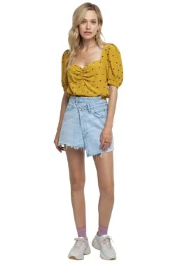 Drew Polka Dot Crop Top 9 Drew Polka Dot Crop Top -Sun Gaia Dresses Shop ACT15306 MUSTARD DOT 1