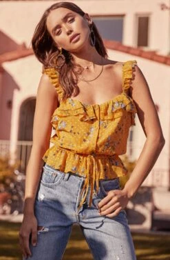 Donna Floral Top -Sun Gaia Dresses Shop ACT15395B MARIGOLD MULTI FLORAL 6A