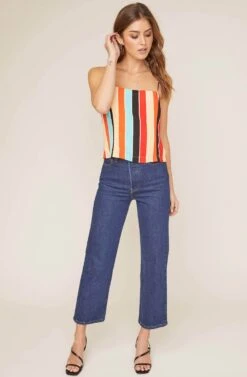 Shirlee Striped Tank Top 11 Shirlee Striped Tank Top -Sun Gaia Dresses Shop ACT15440 AQUA ORANGE STRIPE 1 2 A