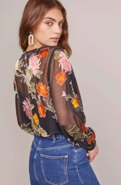 Margo Floral Bodysuit -Sun Gaia Dresses Shop ACT15508 BLACK MULTI FLORAL 3A