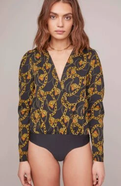 Chain Reaction Bodysuit -Sun Gaia Dresses Shop ACT15557 BLACK GOLD CHAIN 1A