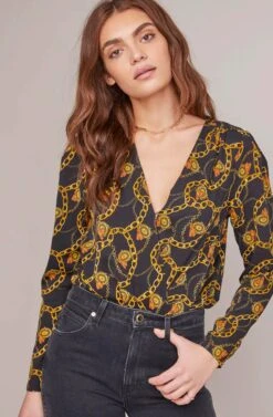 Chain Reaction Bodysuit -Sun Gaia Dresses Shop ACT15557 BLACK GOLD CHAIN 3A