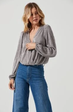 Primadonna Metallic Plisse Top -Sun Gaia Dresses Shop ACT15649CF PEWTER 1