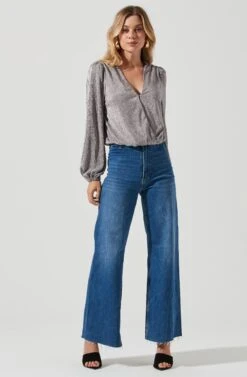 Primadonna Metallic Plisse Top -Sun Gaia Dresses Shop ACT15649CF PEWTER 3