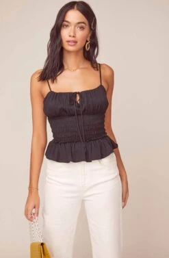 Fiona Smocked Top -Sun Gaia Dresses Shop ACT15771B BLACK 2