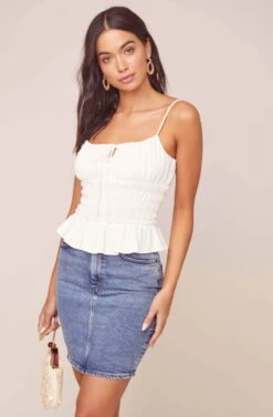 Fiona Smocked Top -Sun Gaia Dresses Shop ACT15771B WHITE 5