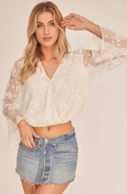 Saskia Wrap Sheer Top -Sun Gaia Dresses Shop ACT15773 OFF WHITE 3A