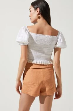 Serafina Puff Sleeve Top -Sun Gaia Dresses Shop ACT15965 WHITE 4