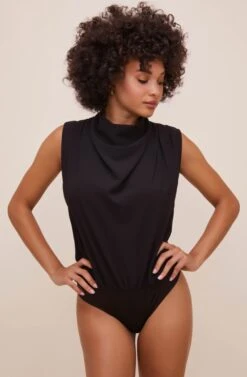 Remi Mock Neck Sleeveless Bodysuit 18 Remi Mock Neck Sleeveless Bodysuit -Sun Gaia Dresses Shop ACT16564 BLACK 10