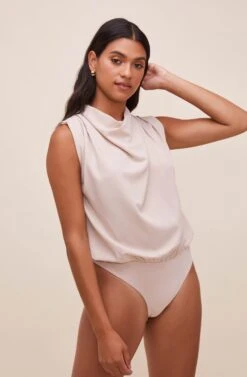 Remi Mock Neck Sleeveless Bodysuit 24 Remi Mock Neck Sleeveless Bodysuit -Sun Gaia Dresses Shop ACT16564 SAND 7