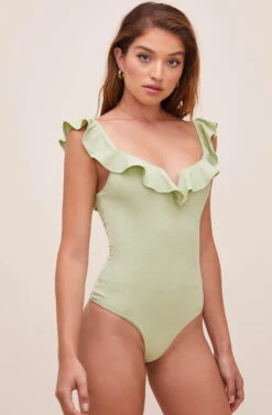 Lala Ruffle Bodysuit -Sun Gaia Dresses Shop ACT16596 CELERY 7