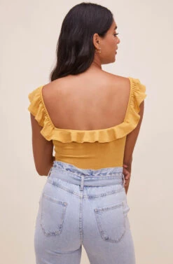 Lala Ruffle Bodysuit -Sun Gaia Dresses Shop ACT16596 DIJONMUSTARD 6