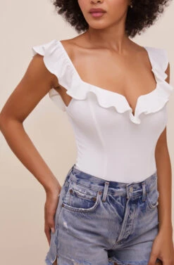 Lala Ruffle Bodysuit -Sun Gaia Dresses Shop ACT16596 WHITE 5
