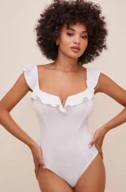 Lala Ruffle Bodysuit -Sun Gaia Dresses Shop ACT16596 WHITE 9