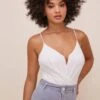 Anissa Plunge Bodysuit -Sun Gaia Dresses Shop ACT16597 WHITE 4