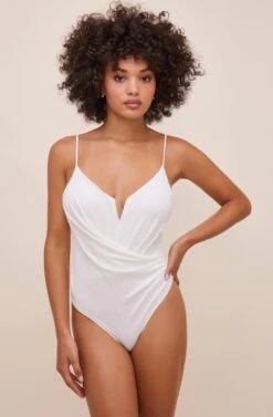Anissa Plunge Bodysuit -Sun Gaia Dresses Shop ACT16597 WHITE 8