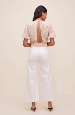 Delta Open Back Top -Sun Gaia Dresses Shop ACT16598 TAUPEBLACKFLORALDOT 4