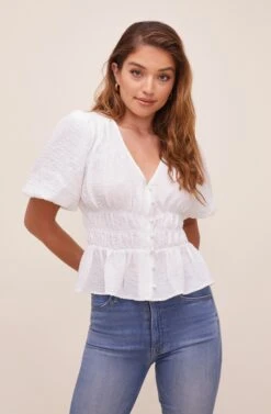 Ora Puff Sleeve Peplum Top