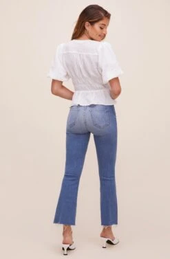 Ora Puff Sleeve Peplum Top -Sun Gaia Dresses Shop ACT16611 WHITE 4