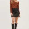 Meika Faux Leather Mini Skirt -Sun Gaia Dresses Shop ACT16855 CARAMEL 1 e6ccce29 6664 415b 92a3 377528cc19f3