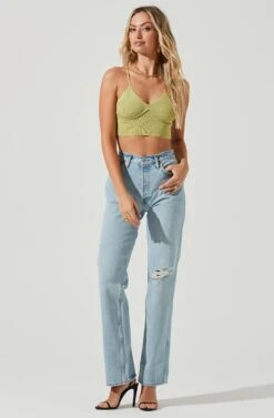 Seneca Ribbed Knit Cropped Bralette -Sun Gaia Dresses Shop ACT16875 CELERY 1 259b9775 c278 48bb 85ae ca1abd65f116